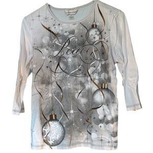 Christopher & Banks White and Gray Top